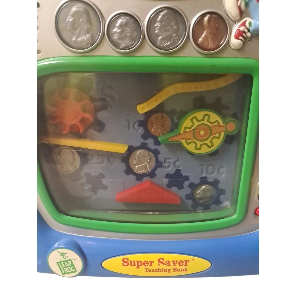Vintage Leap Frog Super Saver Teaching Bank Toy Counts Money.  See Discription